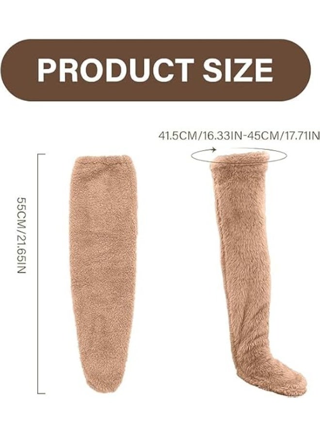 ChicAbode الجوارب الشتوية، جوارب ساقين تيدي، فوق الركبة عالية غامضة حذاء بلوش الجوارب، الجوارب ساق طويلة دافئة فروية للفصل الشتوي مكيف الهواء المنزل اللعب، النوم - Image 4